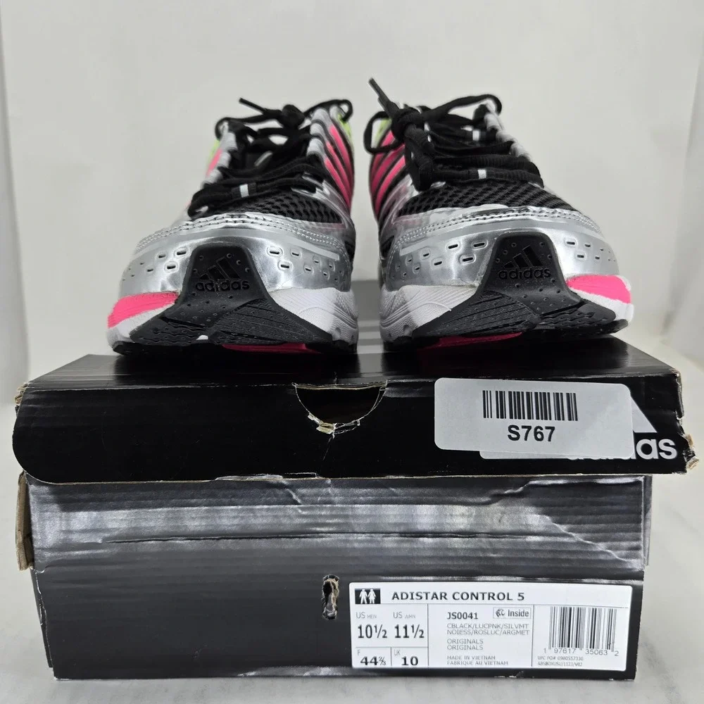 Adidas Adistar Control 5 Mens 10.5 Running Shoes Black Silver Pink JS0041 NEW